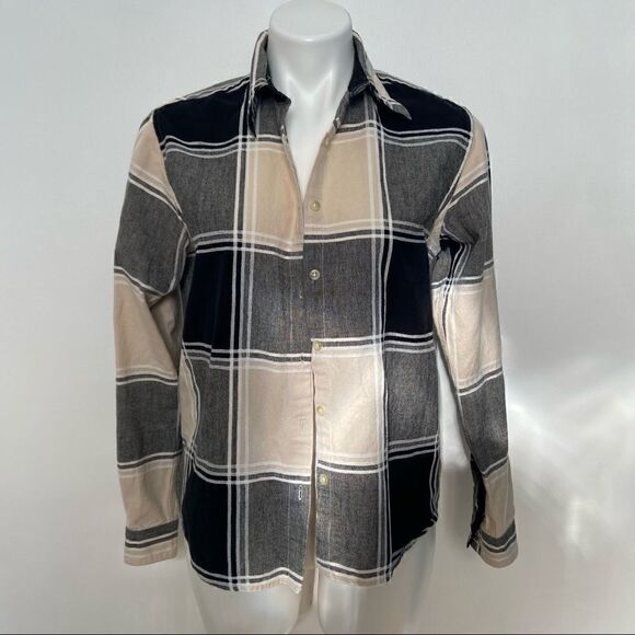 Neutral Plaid button down  - Picture 8 of 9